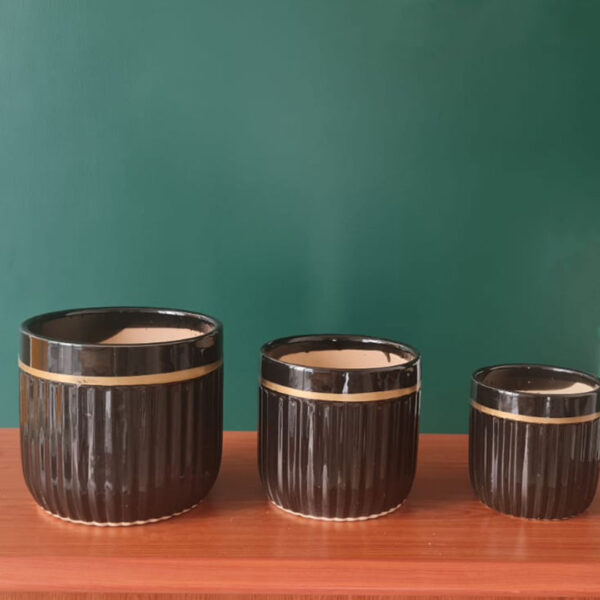 ceramic pot brown cylindrical